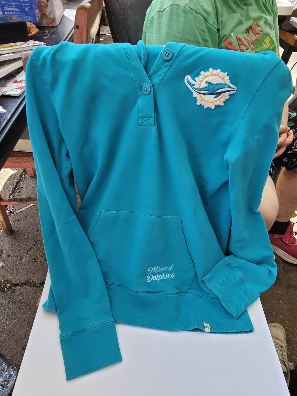 47 Brand Miami Dolphins Teal Crewneck Pullover